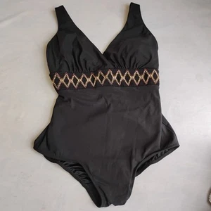 Longitude Swimsuit 18w One Piece Slimming Tummy Control Embroidered Boho Beach - Picture 1 of 15
