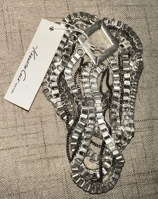 Nuevo Brazalete Kenneth Cole Tono Plata Elástico Eslabón de Cadena Envejecido ¡NUEVO CON ETIQUETAS! Foto 1 de 4
