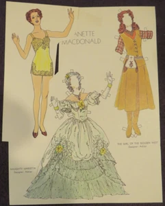 Muñecas de papel Jeanette Mac Donald 3 muñecas y ropa vintage - Usadas las más altas 10" - Imagen 1 de 17
