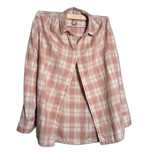 Madewell Pink Plaid Tunic Shirt XS 100% Cotton Button Front Lightweight Top - Picture 1 of 4