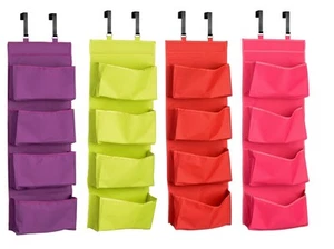 4 Ebenen über Tür Hänge Organizer Aufbewahrung Regal Rot Lila Hot Pink Limettengrün - Bild 1 von 8