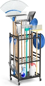 Garden Tool Organizer with Wheels, Yard Tool Tower rack for Garage Organization - Picture 1 of 8
