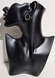 14K Gold 2mm Ridged Hoop 3/4" Earrings JCM Jacmel Mauritius  - Picture 1 of 15