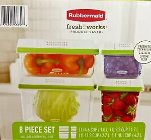 Rubbermaid FreshWorks Contenitori Conservazione Alimenti Produce Saver Set 8 Pezzi - Foto 1 di 5