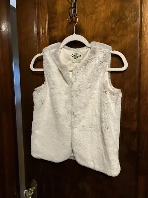 Osh Kosh B'gosh Girls Size 12 Gray White Faux Fur Vest Super Soft Lined - Image 1 of 4