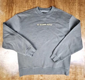 G-Star Raw Sweatshirt Mens Large Olive Grey Crew Neck Pullover Long Sleeve Thick - Picture 1 of 6