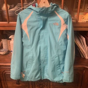 The North Face Hyvent Youth Girl’s Blue/White 3 in 1 Fleece Windbreaker Jacket L - Picture 1 of 10