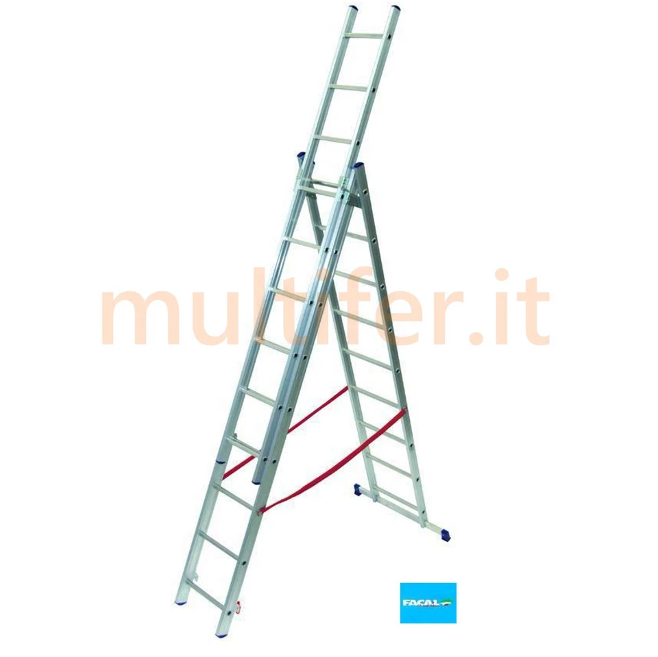 SCALA A SFILO FACAL EURO STILO 3 RAMPE IN ALLUMINIO made in Italy misure varie - Immagine 1 di 1