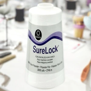 Coats Surelock Overlock Thread White 3,000 yd - Natural, 100% Spun Polyester NEW - Picture 1 of 6