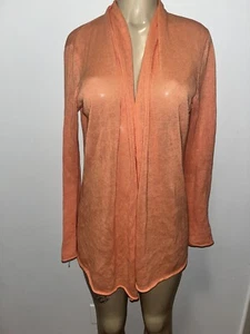 Sutton Studio Orange Open Front Cardigan Linen And Cotton Blend Size M - Picture 1 of 6