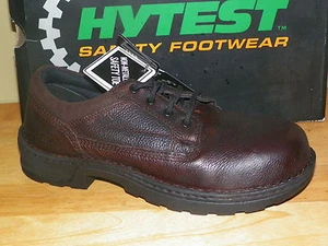 Hytest Womens Composite Toe Slip Resistant Oxford Shoes K10711 Szs 6-9 Brown - Picture 1 of 3
