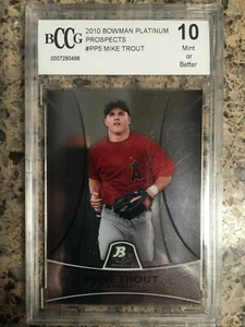 2010 Bowman Platinum Mike Trout Angels RC Rookie BCCG 10 GEM MINT or Better - Picture 1 of 2