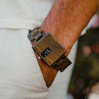 Herren Holz Armbanduhr Holzuhr Analoge Männeruhr Geburtstag Geschenk NEU - Bild 1 von 4