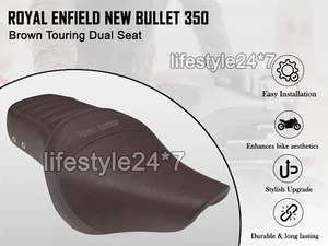 BROWN TOURING DUAL SEAT Genuine Royal Enfield New Bullet 350 - Picture 1 of 5