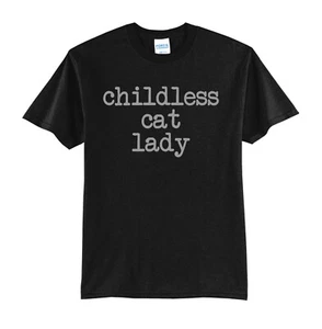 CAMISETA GATO SIN HIJOS DAMA-NEGRA-ESTAMPADO GRIS-NUEVA TODAS LAS TALLAS-KAMALA-TRUMP-VANCE-2024 - Imagen 1 de 1