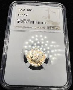 1962 Roosevelt Silver Dime NGC PF66* Rainbow Toned Toner Coin - Picture 1 of 5