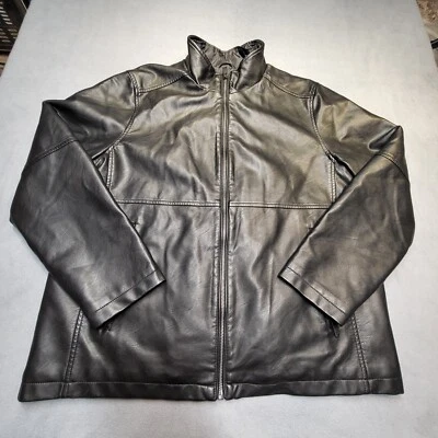 Dockers Leather Jacket Mens XL Black Faux Full Zip Bomber - Image 1 of 4