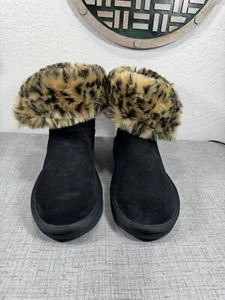 Koolaburra by uGG Aribel schwarze Stiefeletten mit Reißverschluss und Leopardenfell - Bild 1 von 10