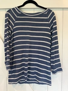 Mix By 41 Weißdorn Langarm Pullover blau mit weißen Streifen Größe S - Bild 1 von 3