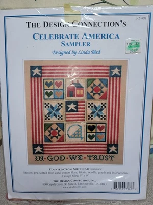 Celebrate America Sampler By Linda Bird Design Connection (9"x9"/$23.21) NEW  - Image 1 of 4