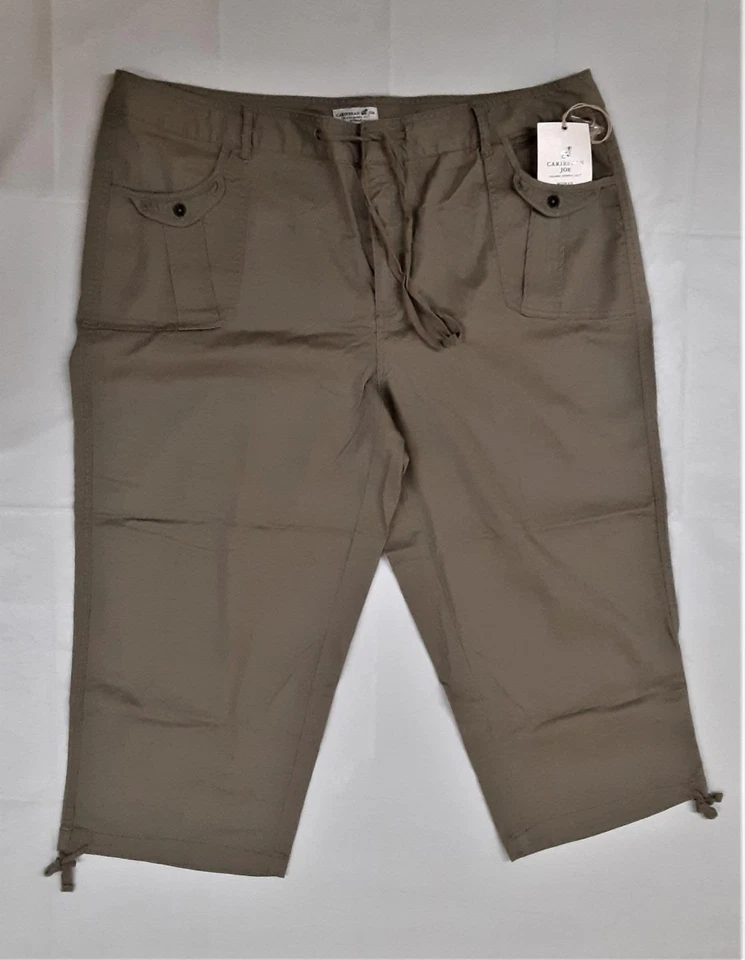 Pantalones capri CARIBBEAN JOE para mujer utilitarios verdes caqui - talla 22W nuevos con etiquetas Foto 1 de 1