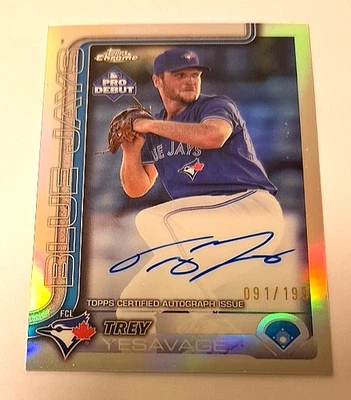 2025 Topps Pro Debut Chrome Sigs Silver #PDC-45 Trey Yesavage Rc Auto #91/199 - Image 1 of 4