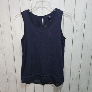 NWT Gap Women's Dark Blue Cotton Blend Mixed Media Tank Top Size Small - Picture 1 of 6