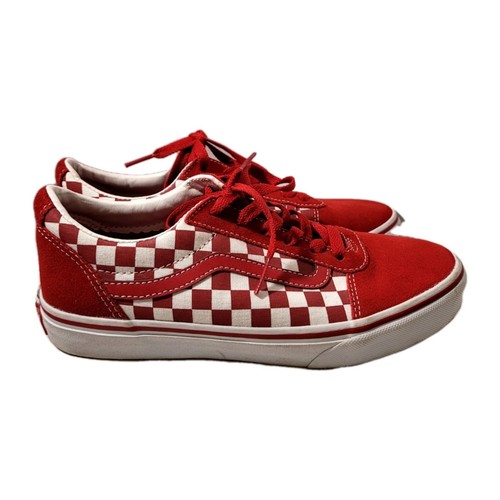 Scarpe Vans Off The Wall rosse a scacchi in tela sneaker skate ballerine giovanili taglia 5 0