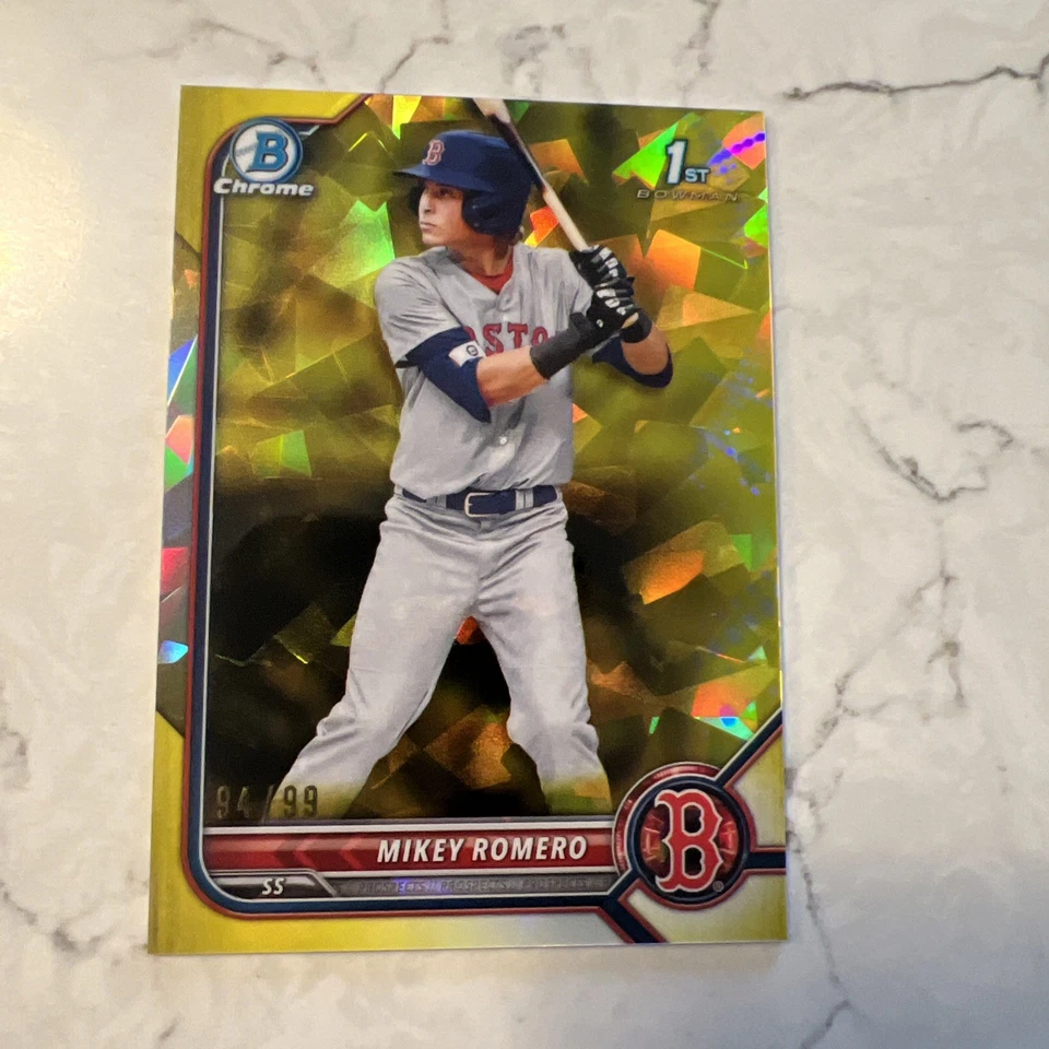 2022 Bowman Chrome Draft Sapphire Mikey Romero Yellow Refractor Prospect #/99 - Image 1 of 2