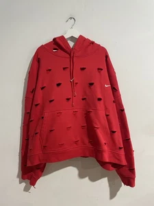 NIKE JACQUEMUS CUT OUT SWOOSH RED HOODIE SIZE XXL NEW - Picture 1 of 5