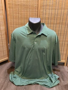 Camisa polo de golf Michel Rouen manga corta para hombre rayas verdes y blancas 2XL 142 - Imagen 1 de 7