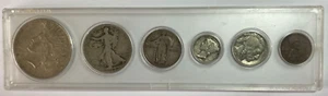 1928 Circulated Coin Set $1 50c 25c 10c Silver Buffalo Nickel & Wheat Cent - Picture 1 of 2
