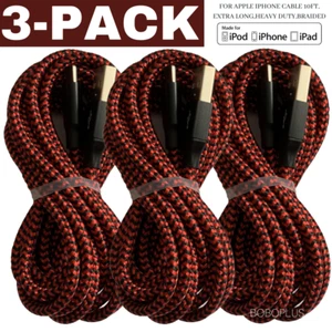 3Pack 10FT USB Fast Charger Cable Lot For iPhone 13 12 11 8 7 6Plus Braided Cord - Picture 1 of 10