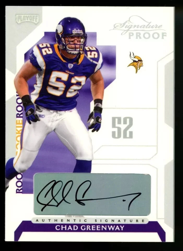 2006 Playoff Chad Greenway Signature Proof Rookie Auto RC #6/150 Vikings Iowa - Image 1 of 1
