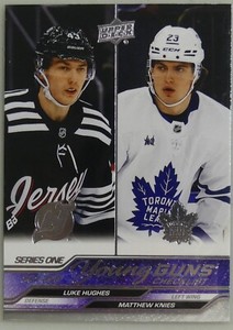 Luke Hughes/Matthew Knies 2023-24 Upper Deck #250 Young Guns Checklist Rookie