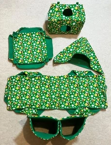 5 Piece Rat Hammock Set... Bees & Daisies with Green Fleece - Picture 1 of 2