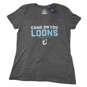 Women's Fanatics Loons MLS 2021 Playoffs MNUFC Gray Shirt Logo Top Sz L Soccer - Picture 1 of 4