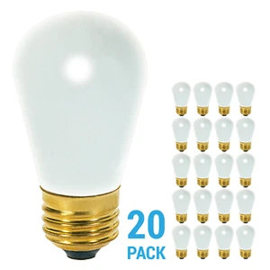 20 Pack FROSTED Patio String Light Sign Bulb 120V 11W S14 Medium E26 Base 11S14 - Picture 1 of 4