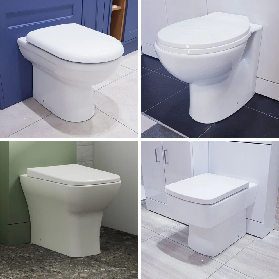 Nuie Back to Wall Toilet & Soft Close Seat Modern Bathroom Pan Loo Square Round