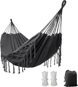 Doppel Boho Makramee Hängematte mit eleganten Quasten für Terrasse, Hof, Strand Hochzeit - Bild 1 von 6