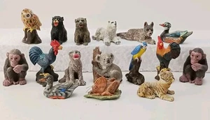 VTG Lot 15 Land Sea Nature Series MINI Figs Figurine 90s Parrot Chicken Owl Bear - Picture 1 of 17