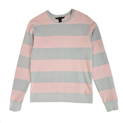 Marc by Marc Jacobs 男式圆领运动衫条纹粉色/灰色 S 小号 — 第 1/4 张图片