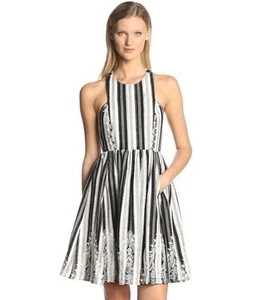 NWT PLENTY by TRACY REESE EMBROIDERED STRIPE FLARE DRESS 6 - Picture 1 of 5