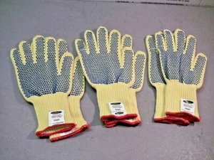 Ansell 70-330 GoldKnit Large Yellow Dupont Kevlar Blue Dotted Gloves x 3-Pairs - Picture 1 of 6