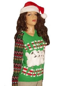 Cappello donna Feliz Navidad LIGHT UP Babbo Natale brutto maglione festa M L XL NUOVO - Foto 1 di 3