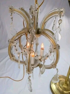 Maria Theresa Crystal Chandelier Lighting Gold Pendant Chandelier 3 Light Glass - Picture 1 of 8
