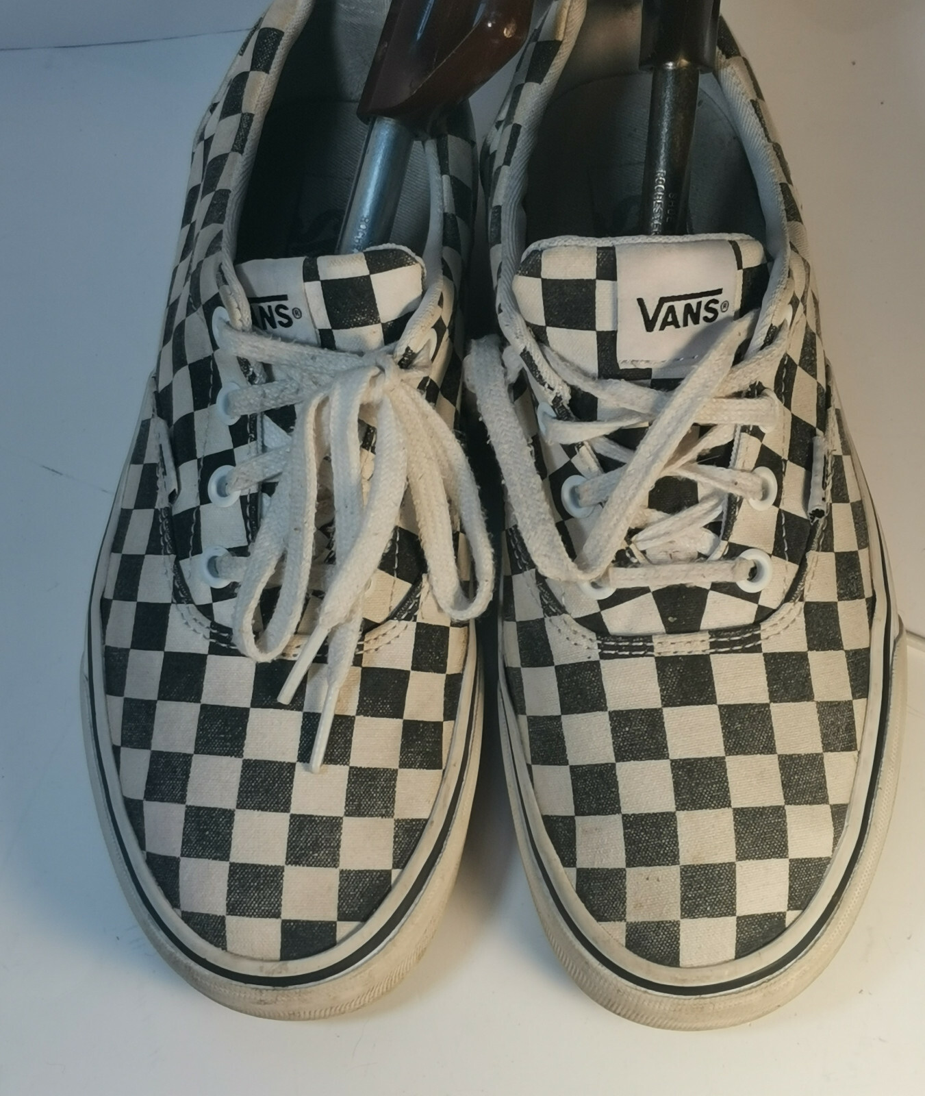 lace up vans checkered