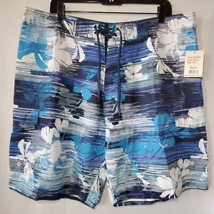 BASIX OF AMERICA SWIM SURF SHORTS TRUNKS Blue POLYESTER Men's 2XL BOA NWT - Picture 1 of 10
