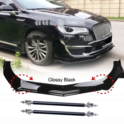 For Lincoln MKZ 2007-2020 Gloss Black Front Bumper Lip Spoiler Splitter Body Kit Foto 1 de 4