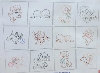 Jack Dempsey 12 Darling Puppies 9 "x 9" Edredón Bloques Punto de Cruz Bordado Kit Foto 1 de 4